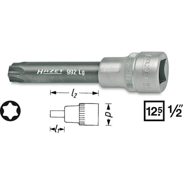 Intern TORXÃ‚Â®-hylsa T 60 Längd: 83 mm Hazet 992LG-T60 Skaft: 1-2 "(12,5 mm) 1 st (s)