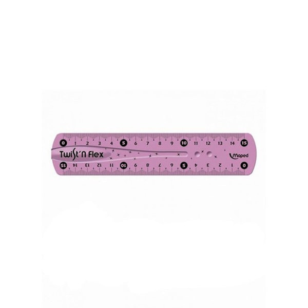 Twist'N Flex platt linjal - MAPED - Dubbel gradering - Attraktivt blandade färger Blå - Grön - Rosa (Slumpmässig)