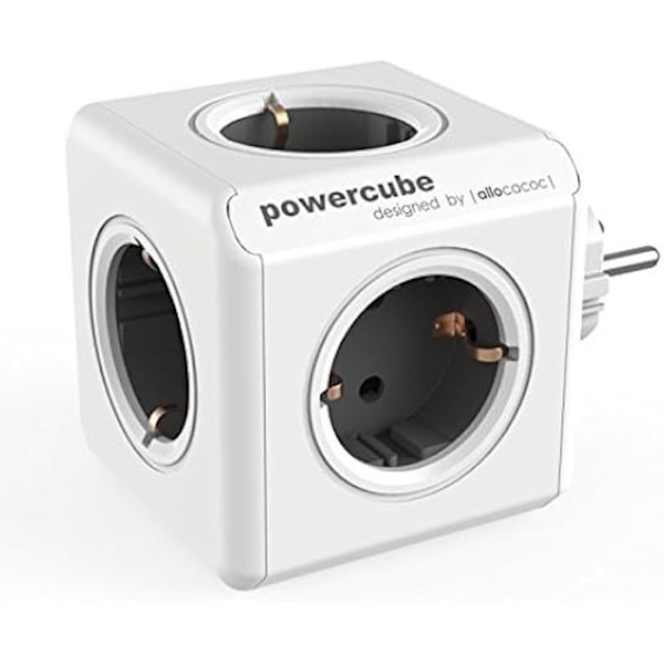 Laddarförlängare - ALLOCACOC - Power Cube 1100GY/DEORPC - 2 USB-portar - 16 A - Silver/Vit Silver/Vit