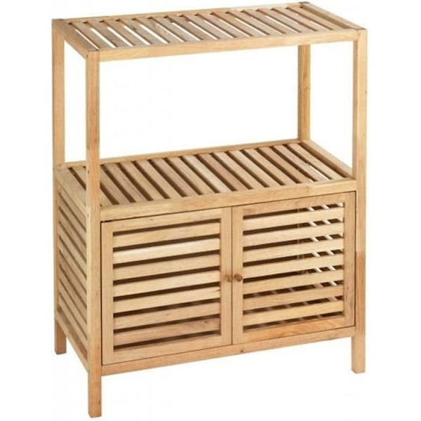 Badrumsmöbler - WENKO - NORGE - Valnötsträ - 2 dörrar - 3 hyllor - 67,5 x 35,5 x 86 cm kastanj