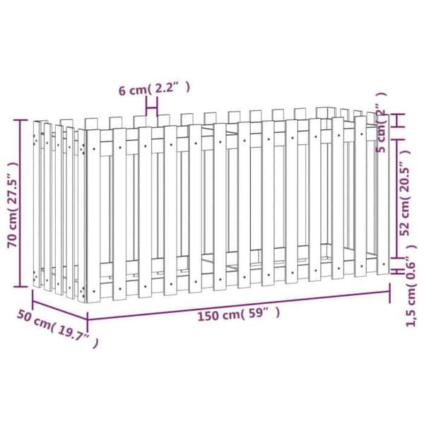 vidaXL Upphöjd trädgårdssäng Staket Design Solid Douglas Wood 832500