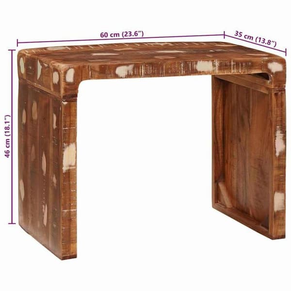 Rektangulär sidobord - vidaXL - Solid återvunnet trä - 60x35x46 cm - Brun - Inomhusbruk - Lätt att montera