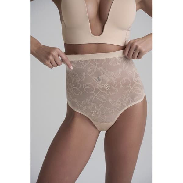 Hög midja spetsstring för kvinnor Bye Bra - beige beige jag