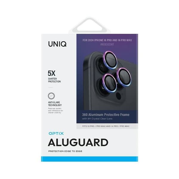 Skyddsglas - UNIQ - iPhone 16 Pro - Kameraskydd - Härdat glas - Blå