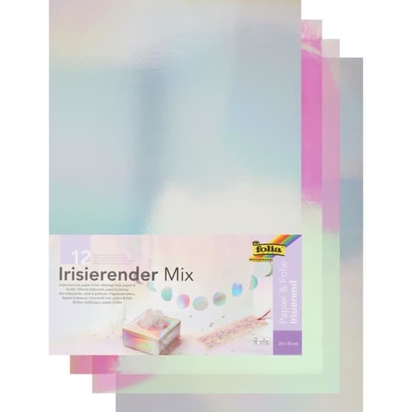 Sortiment av "Iriserande" papper och plastark
