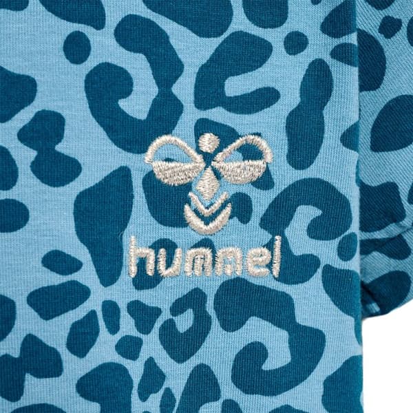 Blommig klänning flicka Hummel AOP blå korall 5 år