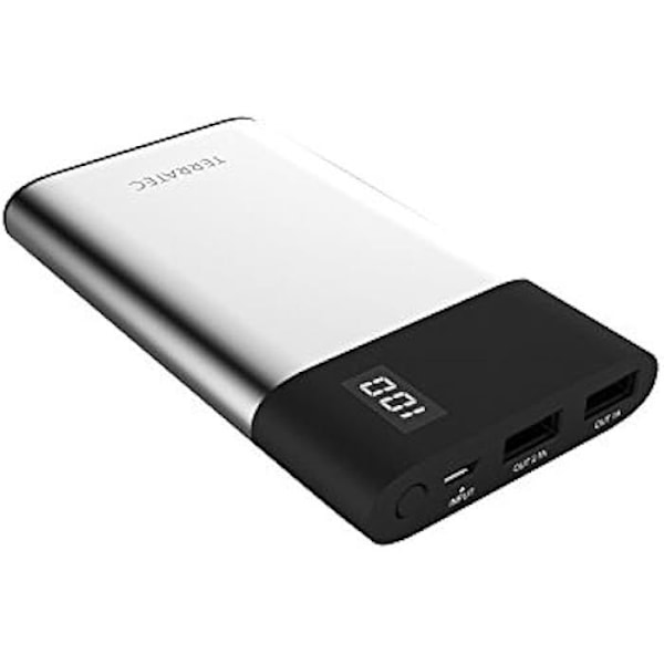 Externt Batteri - TERRATEC - P120 Slim - 12000 mAh - Tunn Design - Kompakt Svart, Metallisk