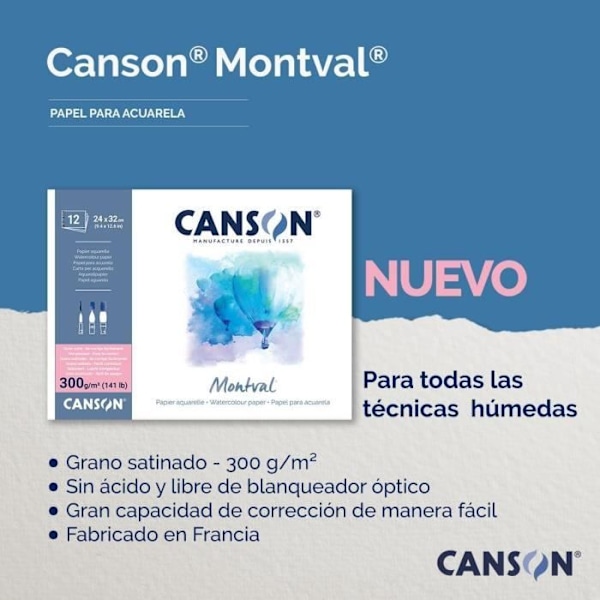 Ritpappersalbum - CANSON - Montval - 135 x 210 mm - 300 g/m2 - 12 mikroperforerade ark