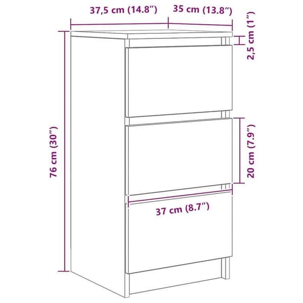 vidaXL Buffé sonoma grå 37,5x35x76 cm ingenjörsträ 861729