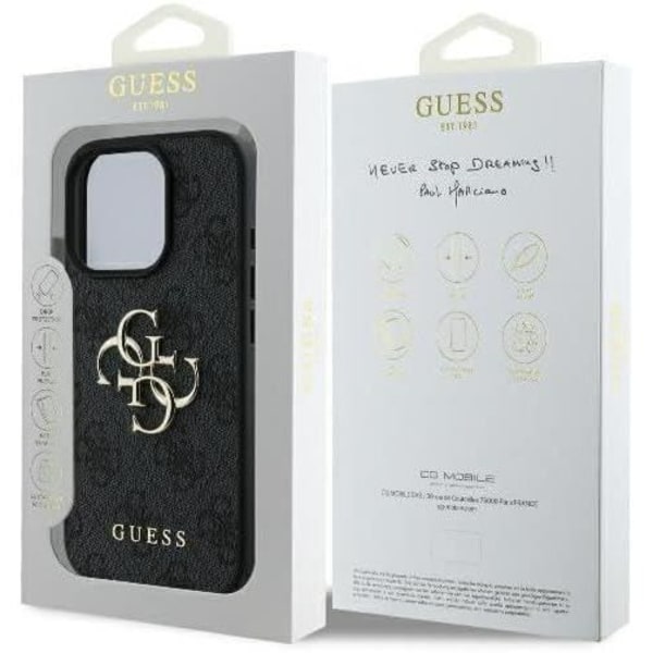 Mjukt fodral - GUESS - iPhone 16 Pro Max - Ekologiskt läder - 4G-logotyp - Svart Svart