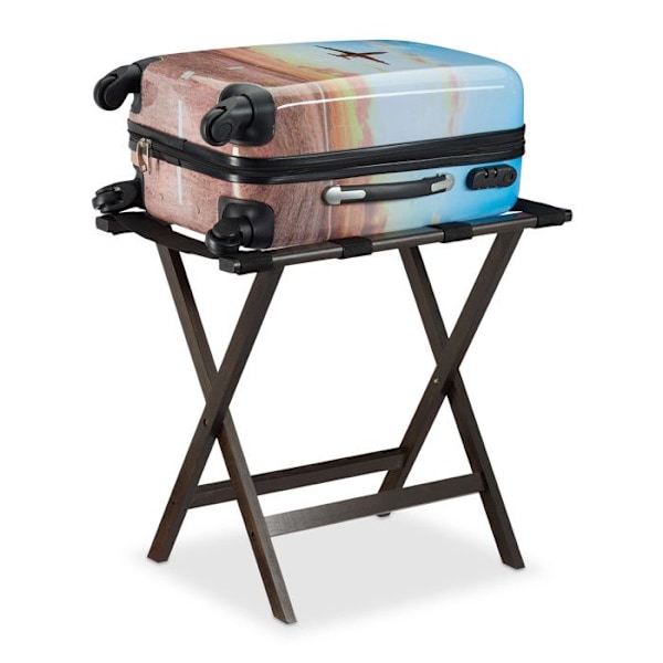 Bagagehylla - Bambu - Mörkbrun - Fällbar - 40 kg - Rustik design Mörkbrun