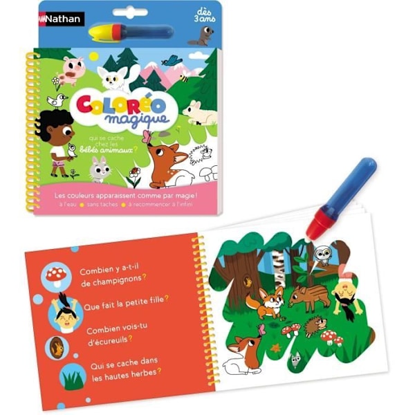 Coloréo - Babydjur - NATHAN - Vattenfärg för barn från 3 år och uppåt Flerfärgad
