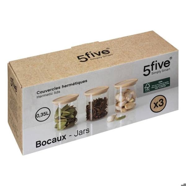 Set med 3 hermetiska glasburkar 350ml "Hermet" - 5five Transparent