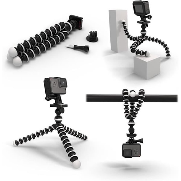 Flexibel Stativ - Digicharge - 10'' - Justerbar - Kompatibel med GoPro - 360° Kulled