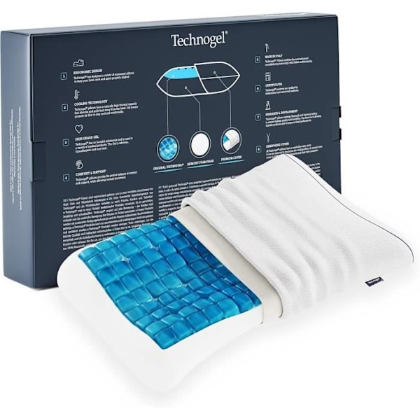 Kudde - Technogel - Ny Generation Anatomisk Kurva - Ergonomisk - Antibakteriell - Hypoallergenisk