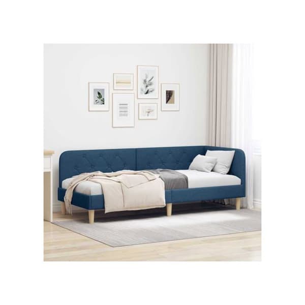 Sängram i tyg - vidaXL - 80x200 cm - Blå - L-formad design - Mångsidig bäddsoffa Blå