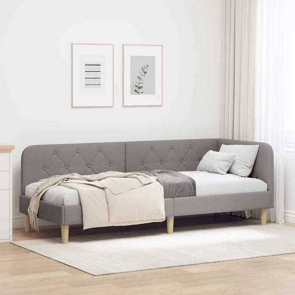 vidaXL Hörnsängram Taupe 80 x 200 cm tyg 42016558