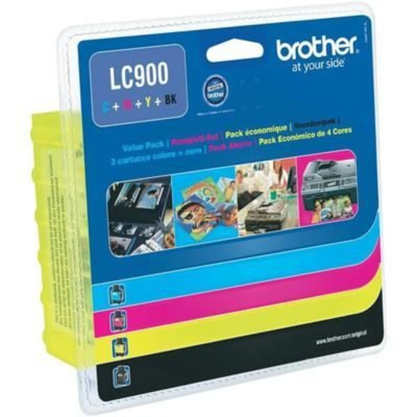 Brother LC-900-Toners bläckpatroner - Paket med 4 - Svart, cyan, magenta, gul