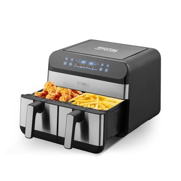Kitchencook - Airflow 9 - Fritös Utan Olja Dubbelkammare 9l - 8 Program Svart