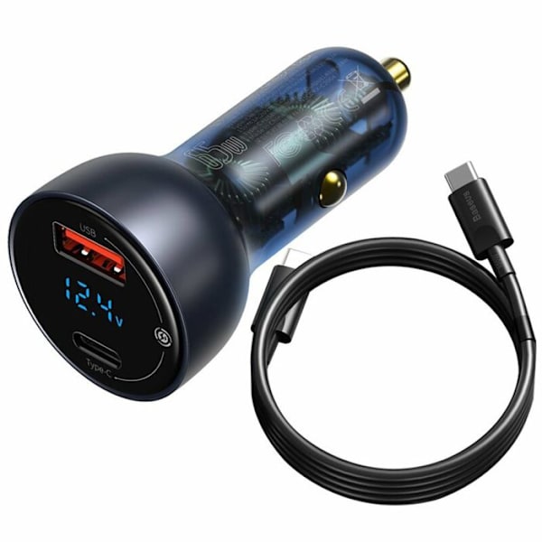 Baseus bilcigarettändare USB 65W QC4.0 QC3.0 2-portars billaddare för iPhone,Xiaomi,Samsung