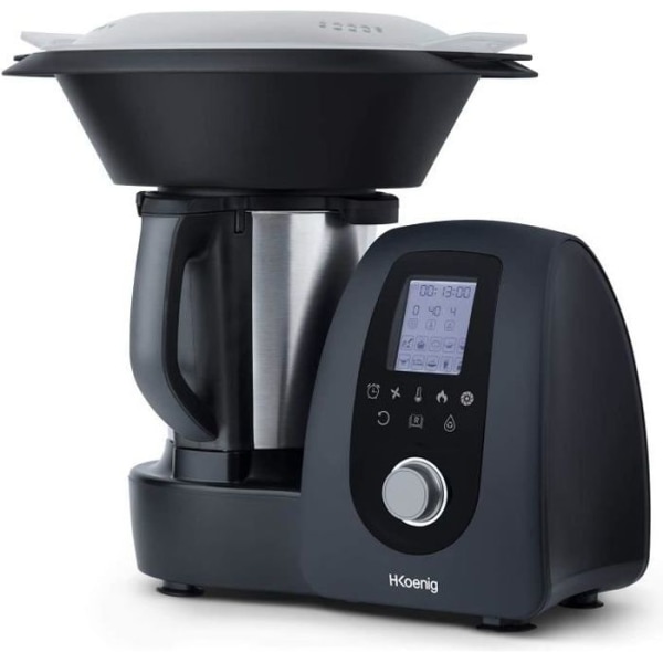H.Koenig Professional Intelligent 2L HK8 Multifunktionsspisrobot 1000W, 30+ matlagningsfunktioner, 10-hastighetsturbo Svart