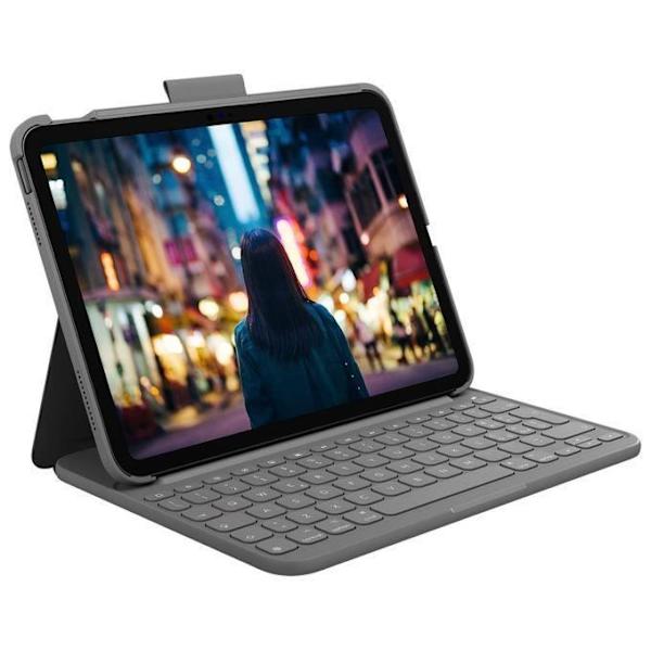 Logitech för iPad (10:e generationen) tangentbordsfodral| Smal folio med integrerat trådlöst tangentbord (grafit) - italiensk layout