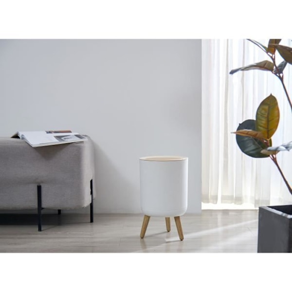 Push badrumssockel papperskorg - MALMO - KITCHEN MOVE - 7 L - Trycköppning - Designer trä
