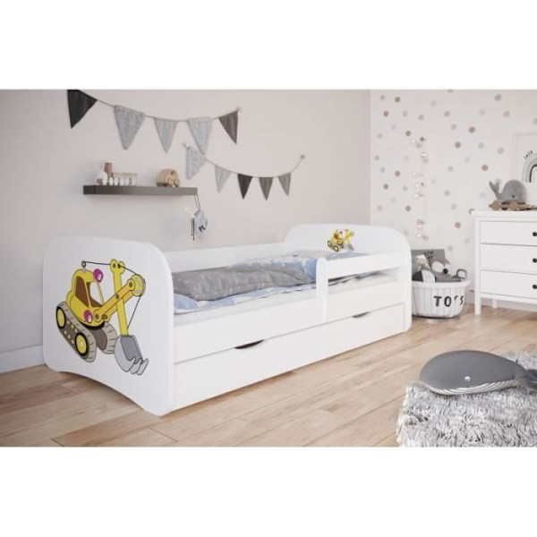 Kocot Kids Cot Babydreams grävmaskin vit utan lådmadrass 160/80 - 5903271984145
