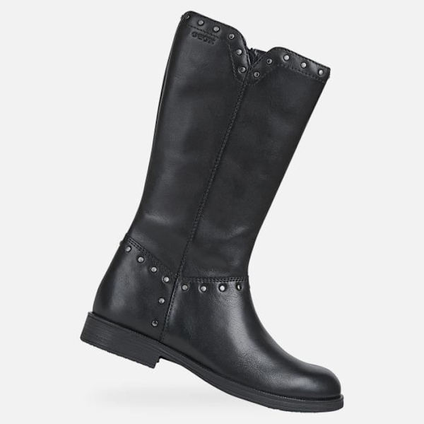 Geox JR AGATA ankelboots för tjejer - Svart läder - Bekväma och formella Svart 32