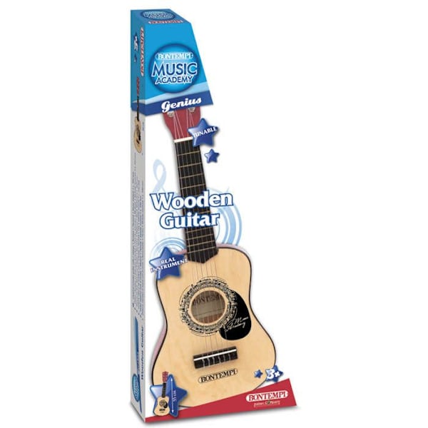 Bontempi trägitarr med 6 strängar för barn, svart, 55cm Svart