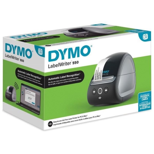 DYMO LabelWriter 550, bläckfri etikettskrivare, automatisk etikettigenkänning, lätt att använda på PC och Mac
