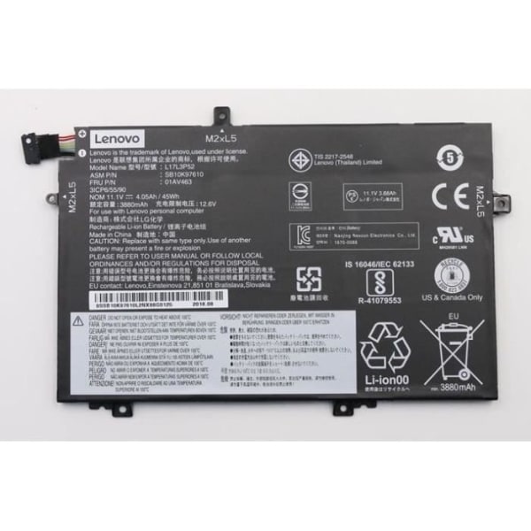 BATTERI INTERN 3C 45WH LI LENOVO 5B10W13896