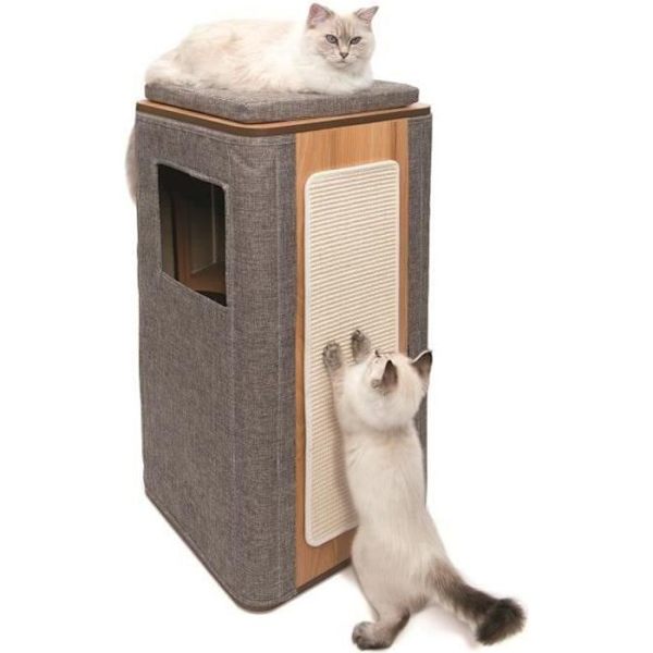 VESPER MDF Cat Tree - 42,5 x 87 x 42,5 cm - Stengrå stengrå