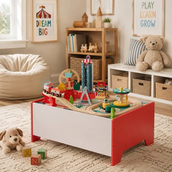 Spelbord barn - Teamson Kids - 6 mini-spel förvaring tillbehör trä