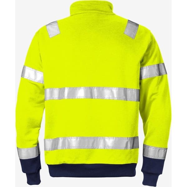 Sweatshirt 1/2 zip hög synlighet klass 3 Fristads 728 SHV gul hög synlighet/marinblå S