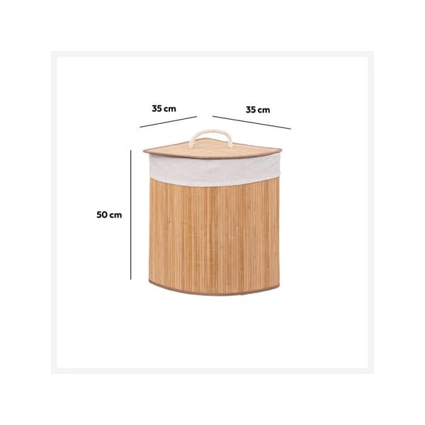 Vinklad tvättkorg i bambu 48L - 5five beige