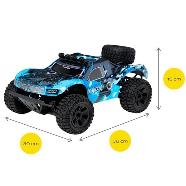 OVERMAX Huoligan Large Speedy Remote Control Car, skala 1:10, 50 km/h hastighet, 100 meters räckvidd, 4x4 Drive, 40min Mörkblå