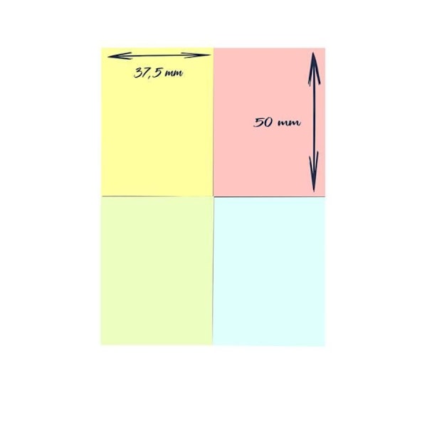 Klisterlappar - Ej specificerat - Mini block - 4 pastellfärger - 400 ark - 3,75 x 5 cm Pastell