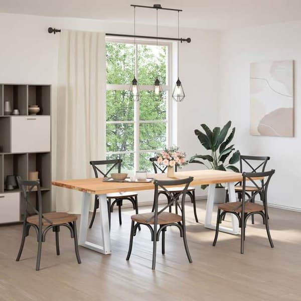 vidaXL V-formade matbordsben, 2 stycken, vit, 60 x (72-73,3) cm, stål 4012565