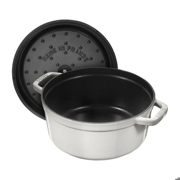 STAUB - Gjutjärn Rund Cocotte, 20 cm, Vit tryffel