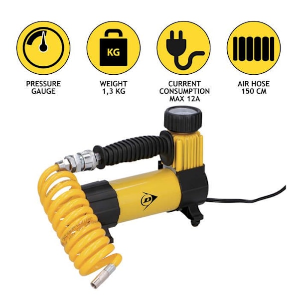 dunlop metall luftkompressor - 12v