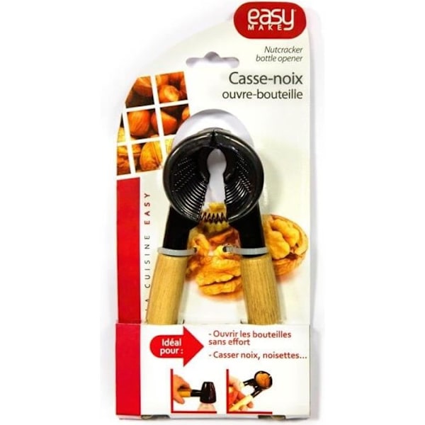 Nötknäppare och flasköppnare 2 i 1 Svart och beige