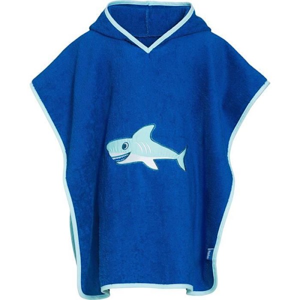 Pojkbadrock - Lekskor - Terry Poncho - Huva - Shark - One Size - Blå Blå