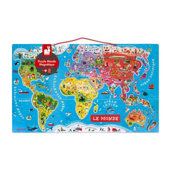 Trä Magnetic World Puzzle - Janod - 92 bitar - Från 7 år