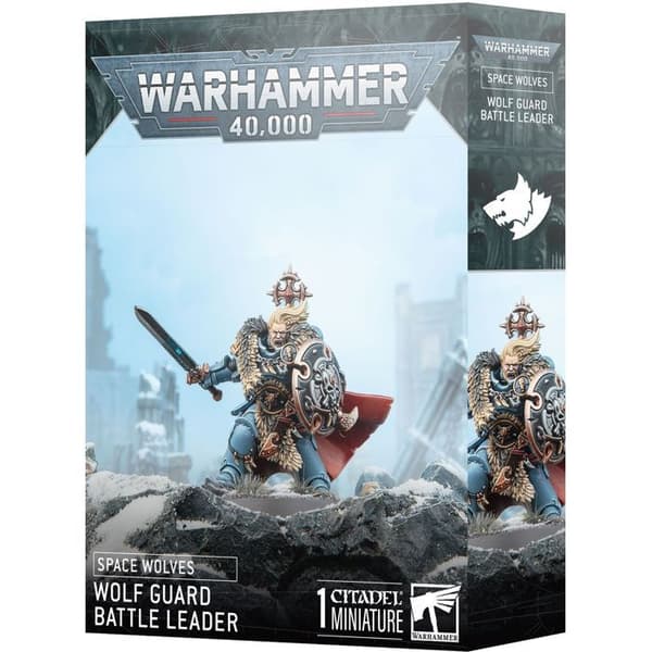 Figur Spelverkstad Warhammer 40k - Space Wolves Stridsledare Vargvakt blågrå