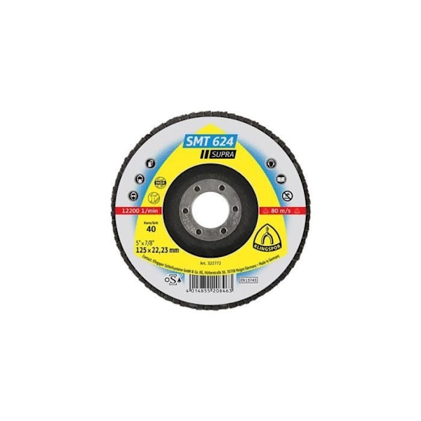 Disks/konvexa skivor med lameller - SUPRA - SMT 624 D - Zirkonium - 125 x 22,23 mm - Gr 80