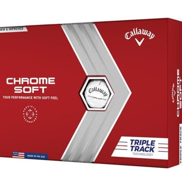 Box med 12 Callaway Chrome Soft Triple Track Vita golfbollar Nyhet