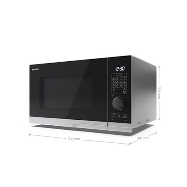 Sharp YC-PG254AE-S grillmikrovågsugn - 25L - 900W - 12 automatiska program Silver och svart