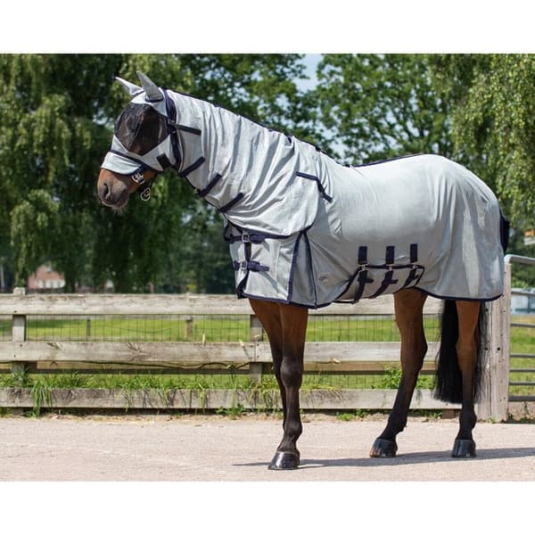 Hästtäcke QHP zebra - Grå - Vit - 115 cm (Total längd: 155 cm) Grå