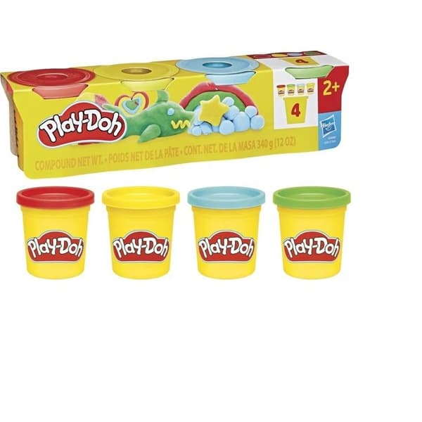 PLAY-DOH - 4-pack CLASSIQUE röd gul blå grön